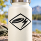 Black and white vinyl flying disc lightning logo decal on white bottle