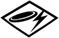 Black and white flying disc lightning logo vinyl decal, close-up on white background