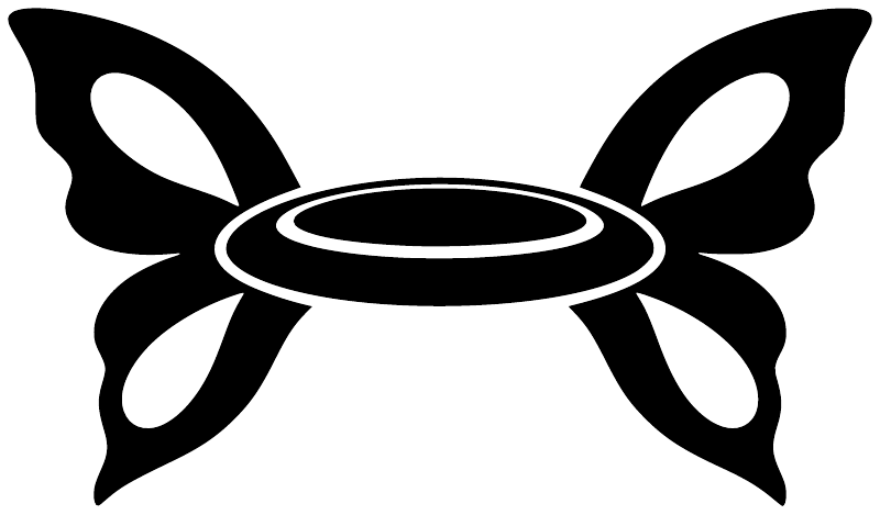 Vinyl decal graphic: black butterfly wings around oval flying disc center