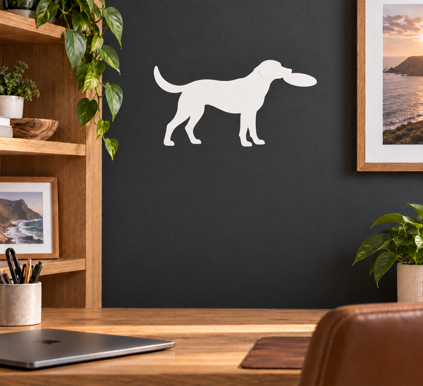 White dog silhouette vinyl decal