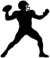 Black football player silhouette vinyl decal, passing pose