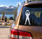 Football sideline catch vinyl decal of white player silhouette on car window
