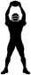 Football sideline catch vinyl decal silhouette of player with helmet raised arms, white on black