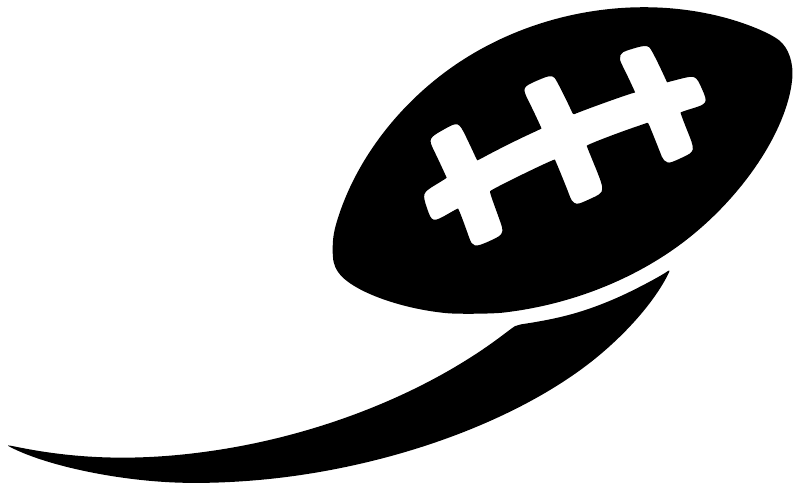 Black and white football vinyl decal with stitched oval ball and curved tail