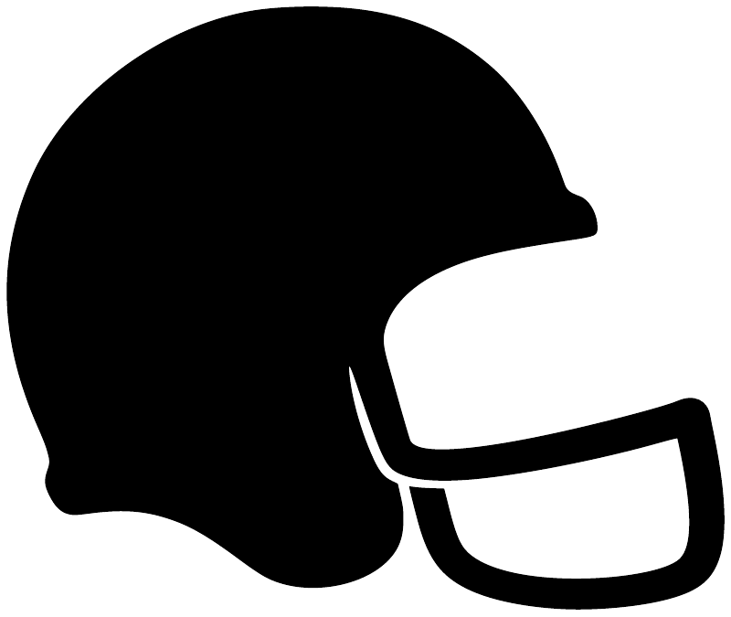 Football helmet profile vinyl decal, black helmet silhouette with outlined face mask