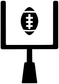 Football goalpost vinyl decal icon in black: goal frame with football on crossbar
