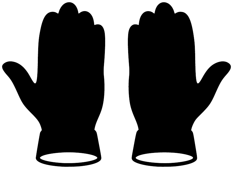 Football glove vinyl decal pair: black glove silhouettes on white background
