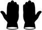 Football glove vinyl decal pair: black glove silhouettes on white background