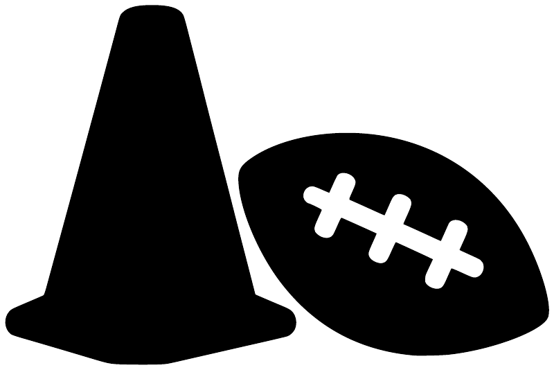 Black football cone and football vinyl decal with white laces and stitching