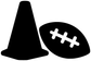Black football cone and football vinyl decal with white laces and stitching