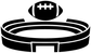 Black-and-white football stadium vinyl decal with football icon and field stripes