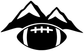 Black and white vinyl decal showing mountains over an eye with a football
