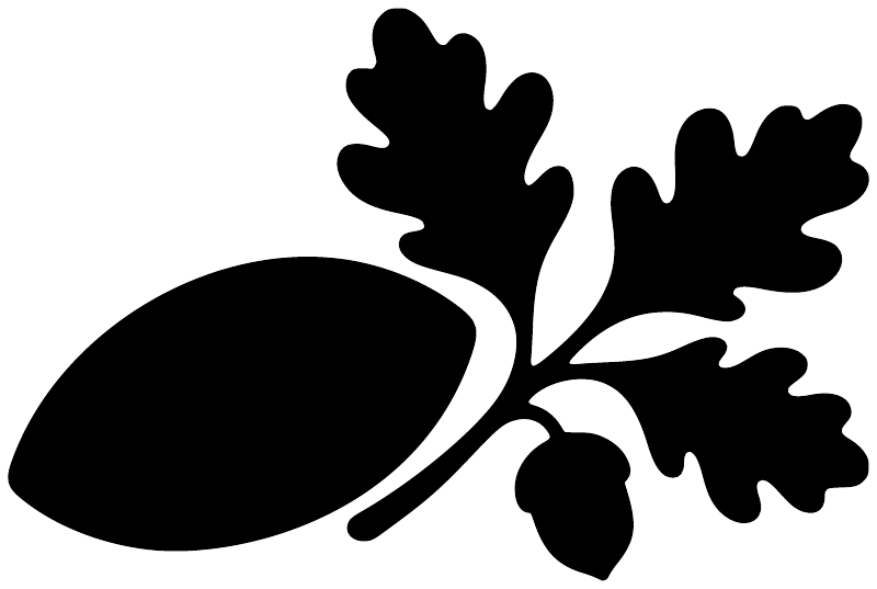 Oak leaves and acorn vinyl decal, black silhouette
