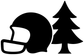 Football helmet and pine tree vinyl decal, black graphic