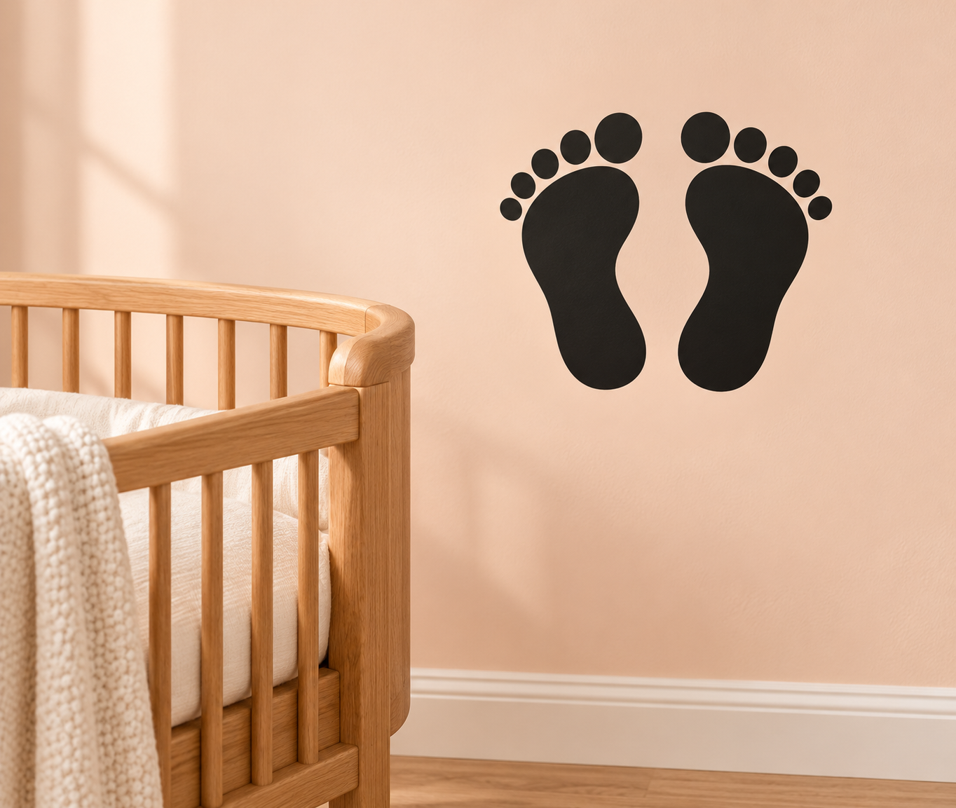 Black footprint vinyl decal with two baby feet, pair design