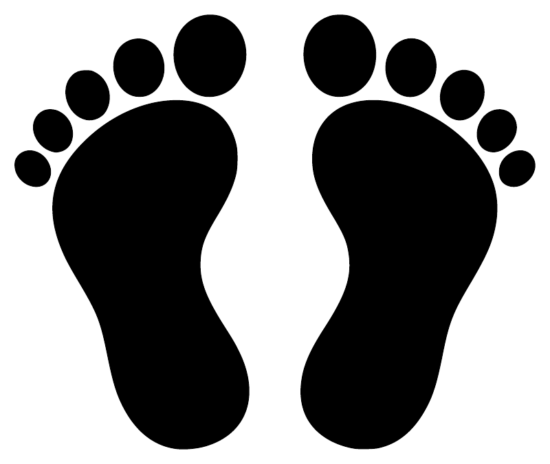 Large black footprint vinyl decal with two foot shapes and toe pads