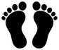 Large black footprint vinyl decal with two foot shapes and toe pads