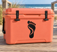 Beach footprint vinyl decal, black with white curved center