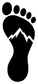 Black footprint vinyl decal with mountain peak and trail line