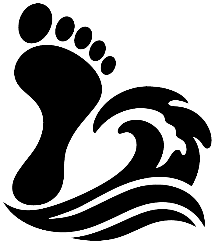Close-up black footprint with wave lines vinyl decal