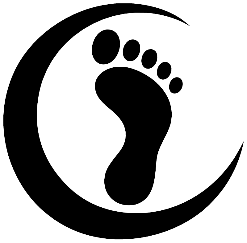 Crescent vinyl footprint decal with black crescent and footprint icon