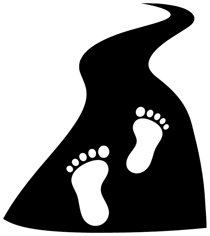 Footprints vinyl decal graphic: black silhouette with two white footprints