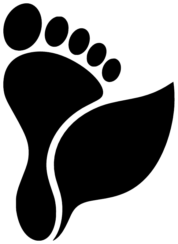 Close-up black footprint and leaf vinyl wall decal