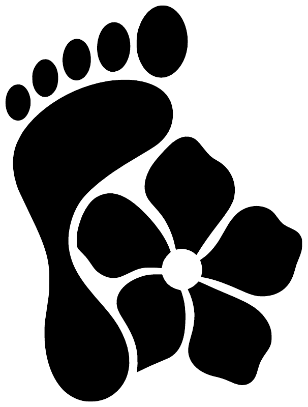 Black footprint vinyl decal with flower and paw print detail