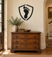 Vinyl decal: black shield with footprint symbol