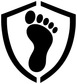 Vinyl decal close-up: black shield with footprint graphic