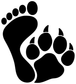 Black paw print vinyl decal with toe pads and oval paw pad