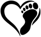 Black heart vinyl decal with large paw print and smaller toe paw spots