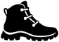 Hiking boot silhouette vinyl decal, black boot with white outline and lace details