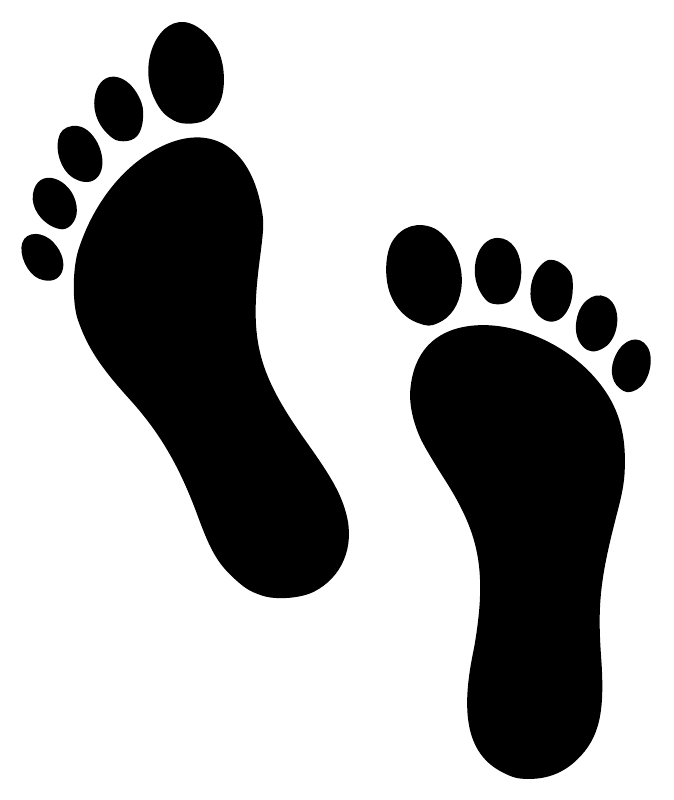 Black rounded-toe barefoot footprint pair vinyl decal