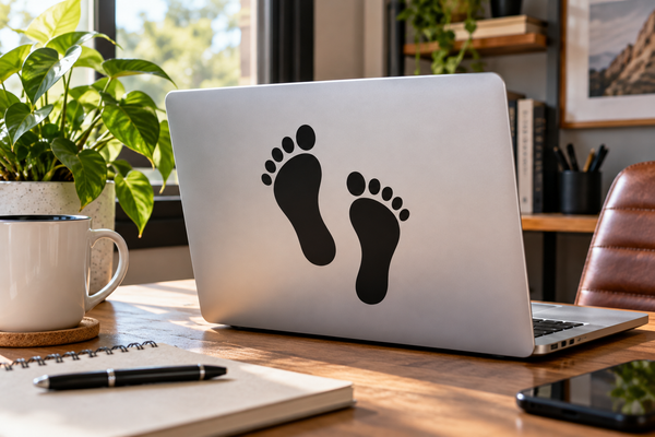 FootprintPairCX002 - Playful Bare Footprints with Soft Curved Soles; illustrative application of the exact PDF artwork