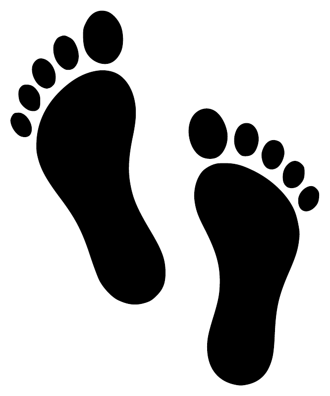 FootprintPairCX002 - Playful Bare Footprints with Soft Curved Soles; preview rendered from the saved vector PDF