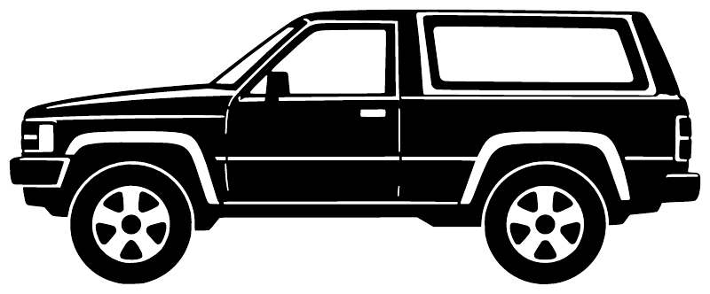 White vintage truck vehicle vinyl decal, side profile graphic