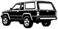 4x4 SUV vinyl decal, black-and-white side profile