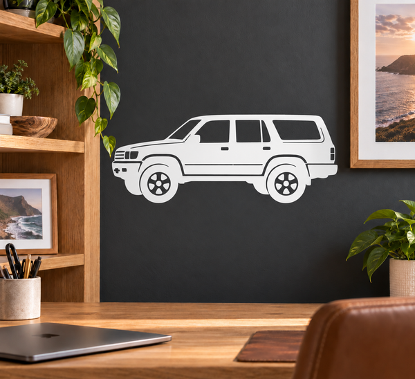 White vinyl decal of second-gen 4Runner side profile SUV.