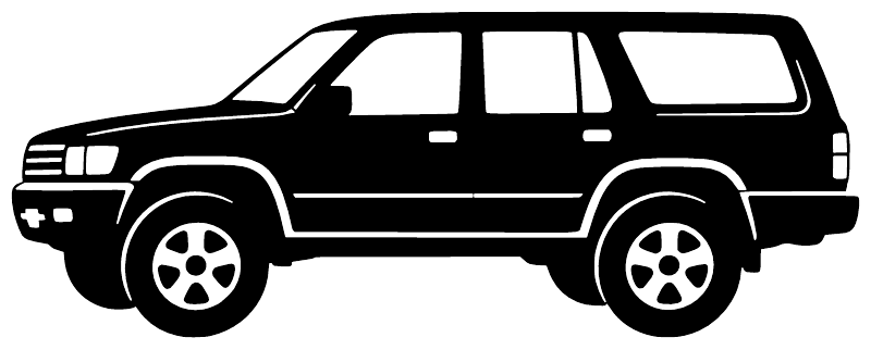 Black vinyl decal of second-gen 4Runner side profile SUV.