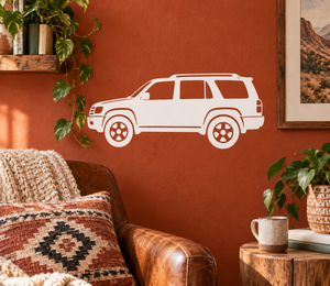 Third-generation 4Runner side profile vinyl decal, white SUV outline