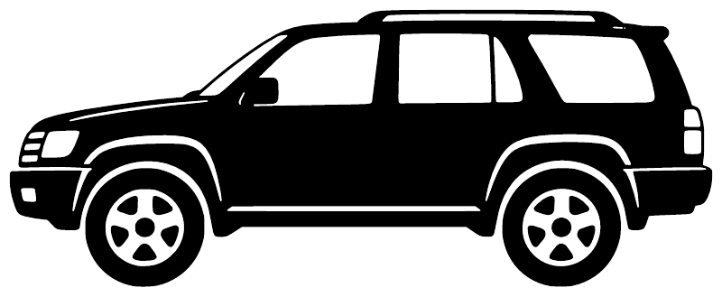 Third-generation 4Runner side profile vinyl decal, black SUV silhouette