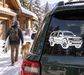 White 4Runner SUV vinyl decal on dark vehicle side window