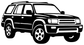 Black-and-white 4Runner SUV vinyl decal in front three-quarter outline view