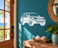 White vinyl decal of a low front angle 4Runner SUV with detailed outline