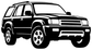 Black vinyl decal of a low front angle 4Runner SUV, full front view outline