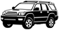 Black-and-white outline vinyl decal of a 4Runner SUV front three-quarter view
