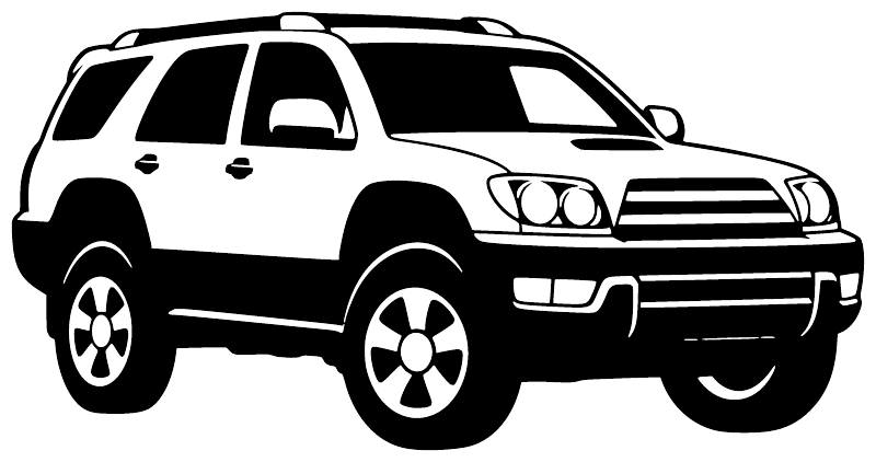 White outline 4x4 SUV vinyl decal graphic