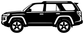 Side-profile SUV vinyl decal, black body with white outline and wheels