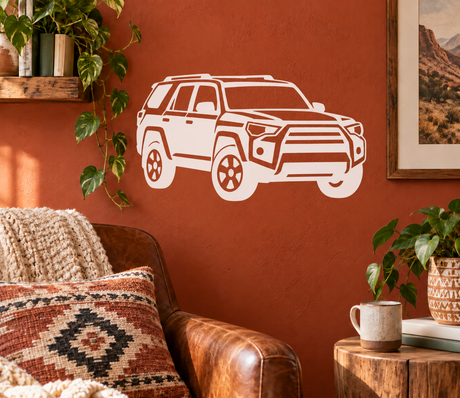 4Runner front three-quarter vinyl decal, white vehicle outline graphic